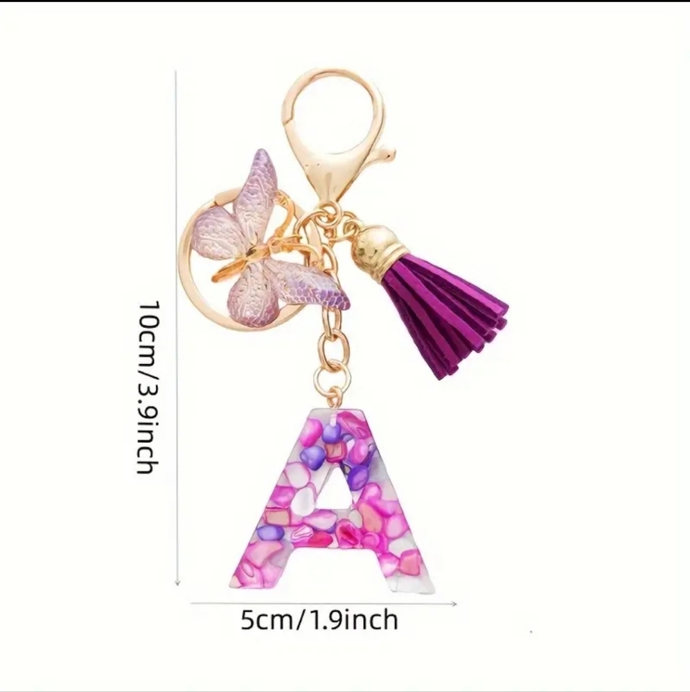 Resin Letter "A" Initial Keychain/🎒👜 Bag Charm~ 🎁 🚗 - Picture 2 of 5